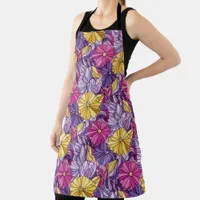 Stained Glass Abstract Purple Yellow Pink Apron