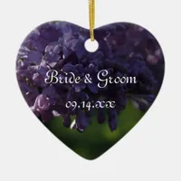 Purple Lilac Flowers Wedding Ceramic Ornament