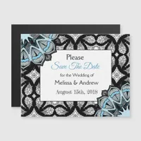 Blue Black Mandala Save the Date Magnetic Card