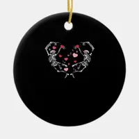Skeleton Dancing Heart Valentines Day Gift Skull Ceramic Ornament