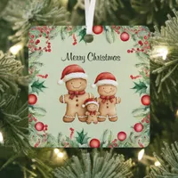 Cute Gingerbread Cookie Family Christmas Metal Ornament