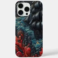 Vibrant Ship in Swirling Waves iPhone 16 Pro Max Case