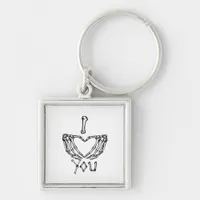 Skeleton Hands Making A Heart Subtle Expression Keychain