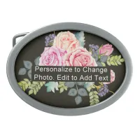 Custom Floral Roses Replace Artwork Slogan Belt Buckle