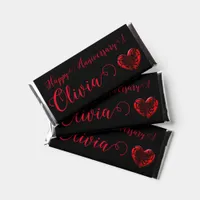 Filigree Goth Red Heart Personalized Hershey Bar Favors