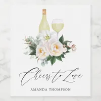 Boho White Floral Wine Tasting Bridal Shower Wine  Label