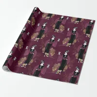 Vintage Paris Burgundy and Faux Gold Wine Art Deco Wrapping Paper