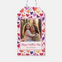 Colorful Watercolor Hearts Mother's Day Photo  Gift Tags