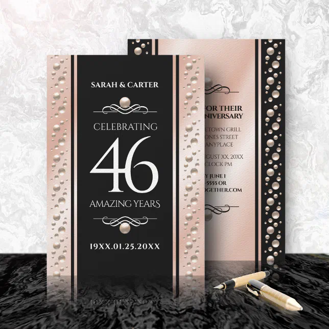 Elegant 46th Pearl Wedding Anniversary Celebration Invitation