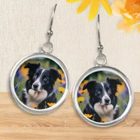 Black & White Border Collie Picture Dog Lover's Earrings