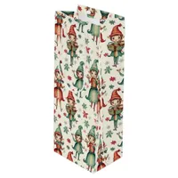 Cute Vintage Elves Christmas Seasonal  Wine Gift Bag