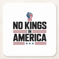 No Kings In America USA Retro Classic Square Paper Coaster
