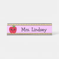 Personalized Teacher's Cartoon Apple and Ruler Desk Name Plate