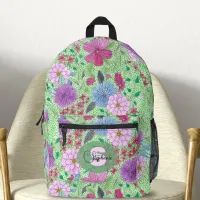 Enchanting Colorful Artistic Garden Blooms Printed Backpack