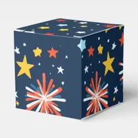 Night Sky with Colorful Firecrackers and Stars Favor Boxes