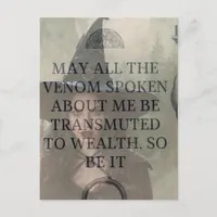Venom to Wealth Witch Prayer  Postcard