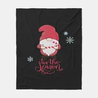 Christmas Gnome With Candycane Fleece Blanket