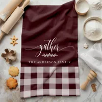 Gather Fall Burgundy & White Buffalo Check Kitchen Towel