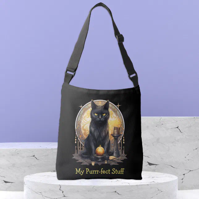 My Purrfect stuff Black Witchy Cat Crossbody Bag