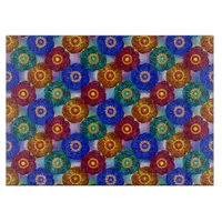 Stained Glass Abstract Red Green Blue Orange Cutting Board