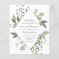 Budget Greenery Geometric Wedding Invitation Flyer