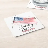 American Flag 250 Years Freedom 4th of July Party Square Paper Coaster