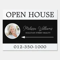 Black White Photo Open House Real Estate  Sign