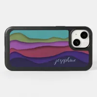 Abstract Waves of Color Personalized OtterBox iPhone 14 Case