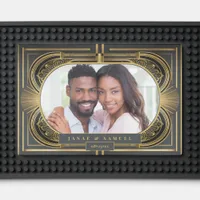 Glam Art Deco Wedding Photo Black Gold ID1033 Bar Mat