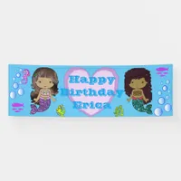 Personalized Mermaid Themed Happy Birthday Banner