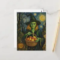 Halloween Witch With a Basket of Apples Postcard