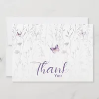 Boho Butterfly Wildflower Girl Baby Shower Thank You Card