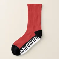 Piano Keys Pattern Music Lover's Novelty Red Socks