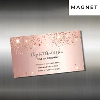 Rose gold sparkles elegant business card magnet