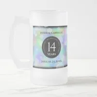 Elegant 14th Opal Wedding Anniversary Celebration Frosted Glass Beer Mug