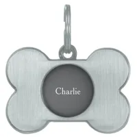 Custom Personalized Name Photo Art Dark Grey Pet ID Tag