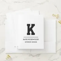 Minimalist Black and White Modern Monogram Case-Ma Pocket Folder