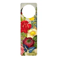 Vintage Flower Bouquet with Butterflies Door Hanger