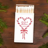 Candy Cane Heart & Bow | Custom Christmas Wedding Matchboxes
