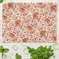 Abstract Floral Watercolor Pattern Autumn Colors Kitchen Towel