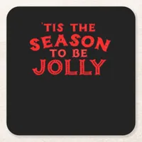 Tis The Season Merry Christmas Square Paper Coaster