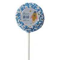 Dream Big Little One Cute Cartoon Space Rocket Chocolate Covered Oreo Pop