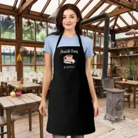 Barista black white cup coffee name script apron