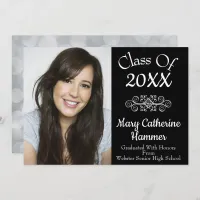 Black "Class of 20XX" Photo Grad Announcement