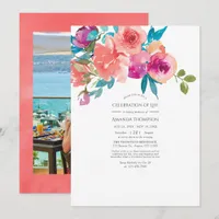 Coral and Fandango Floral Celebration of Life Invitation