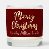 Faux gold Merry Christmas wishes dark red Scented Candle