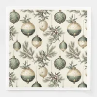 Sage Green and Gold Christmas Ornaments  Paper Dinner Napkins