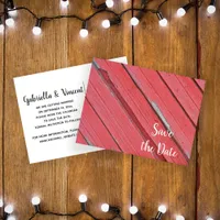 Red Barn Wood Ranch Wedding Save the Date Announcement Postcard