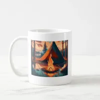 Tent and Campfire Vintage Colors Art Coffee Mug