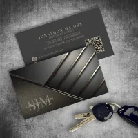 Monogram and Metal Angles Charcoal Gray ID1040 Business Card